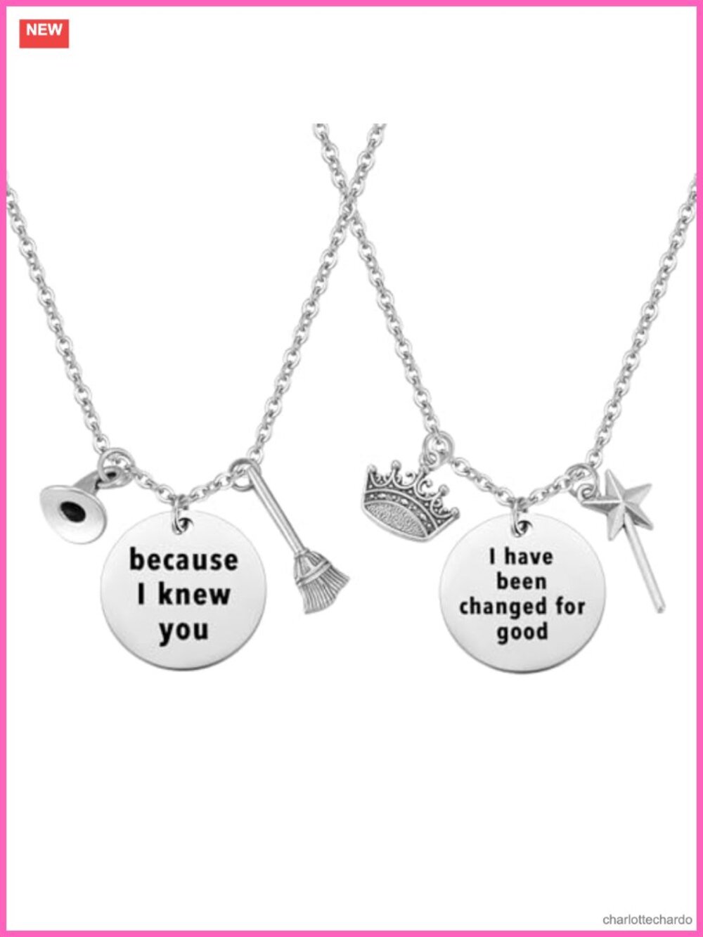 Wicked Musical Friendship Necklace Set for 2 Stainless Steel Pendant